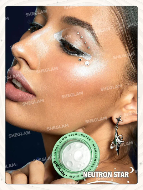 SHEGLAM Lunar Glow Highlighter - Neutron Star - Silky Creamy - Shimmery - Medium Coverage - Radiant Glow - Unisex - 0.17 Ounce