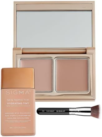 Sigma Beauty Foundation Essentials Bundle Ãƒ¢Ã¢Š¬Ã¢‚¬Å“ F80 Flat Kabuki Brush Skin Perfector Hydrating Tint With Hyaluronic Acid & Niacinamide And Spectrum Color-Correcting Duo Ãƒ¢Ã¢Š¬Ã¢‚¬Å“ Vegan & Cruelty-