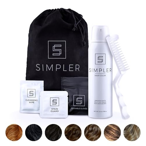 Simpler Men's Hair Color Kit - Full Gray Coverage - Natural Black & Beard Dye - Easy Application for 100% Gray Hair - Natural Black