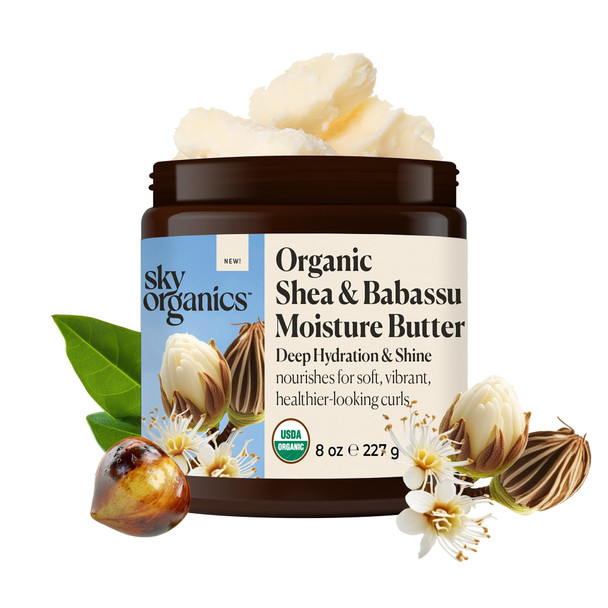 Sky Organics - Organic Shea & Babassu Moisture Butter 8 Oz - Hair & Body Butter - Deep Hydration - Curly Hair & Soft Skin - Coconut Oil Sunflower Oil Vitamin E - Cruelty  - Beauty - W Ebook