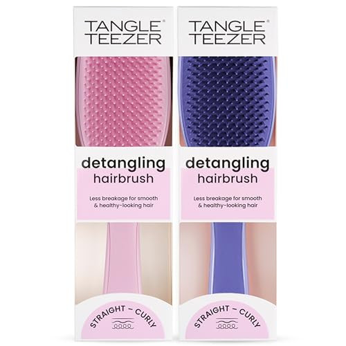 Tangle Teezer Ultimate Detangler Brush Duo Dry & Wet Hair Brush Eliminates Knots & Reduces Breakage For All Hair Types Rosebud And Lilac Purple