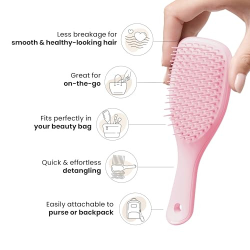 Tangle Teezer Hair Detangler Spray & Detangler Hairbrush Trio With Sulfate- Spray & Millennial Pink Brush In Full & Travel Sizes For All Hair Types