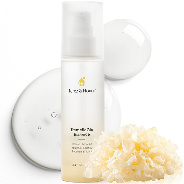 Terez & Honor Tremellaglo Face Serum: Hydrating Facial Serum For Glass Skin - Korean Skincare Formula With Snow Mushroom & Hyaluronic Acid For Sensitive & Dry Skin Vegan 3.4 Fl Oz/100Ml