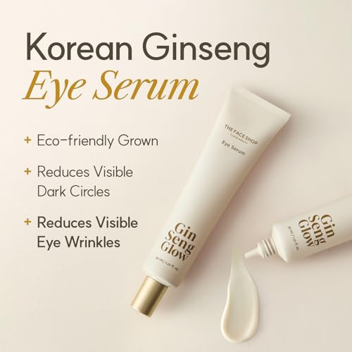 The Face Shop Ginseng Glow Eye Serum - Reduces Visible Dark Circles & Wrinkles With Korean Ginseng Retinol Anti Aging Korean Skincare 30Ml / 1.01 Fl. Oz.