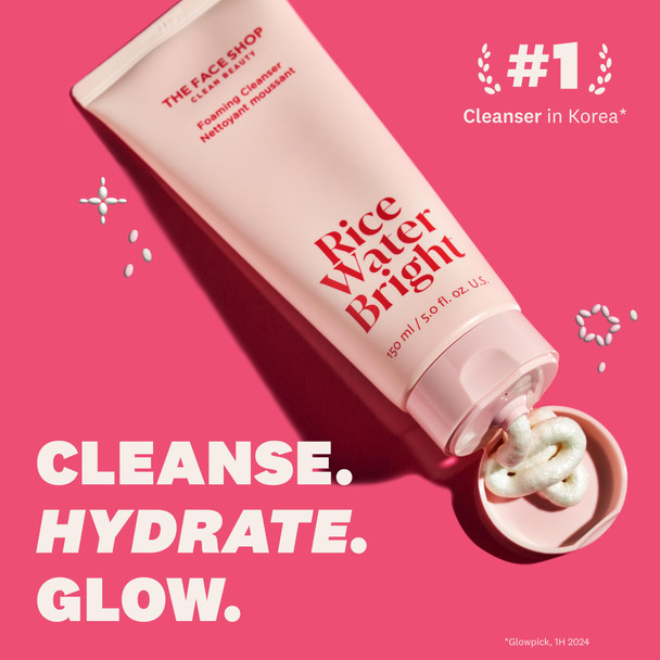 The Face Shop Rice Water Bright Foaming Facial Cleanser With Ceramide Gentle Face Wash For Hydrating & Moisturizing Vegan Face Cleanser Makeup Remover Korean Skin Care For All Skin Types 300Ml