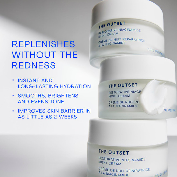The Outset Restorative Niacinimide And Bakuchiol Night Cream - Gentle Fragrance  Anti-Aging Moisturizer - Wrinkle Reducing - Clean Vegan Gluten  - All Skin Types Sensitive Skin - 1.7 Fl Oz
