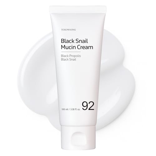Tosowoong Black Snail Mucin 92% Face Cream 920768Ppm Black Snail Mucin Propolis Lightweight Moisturing Cream For Soft Glowy Skin Moisturizer Face Cream Korean Skin Care 100Ml 3.38 Fl.Oz.