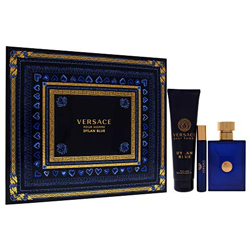 Versace Dylan Blue By Versace For Men - 3 Pc  Set 3.4Oz Edt Spray0.3Oz Edt Spray5.0Oz Bath And Shower Gel