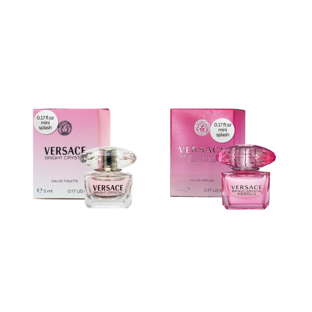 Versace Perfume For Women Set Of 3 Mini Bright Crystal Crystal Noir Bright Crystal Absolu Perfume For Women Fragrance Sampler Set Designer Womens Samples (3 Count 0.17 Oz)