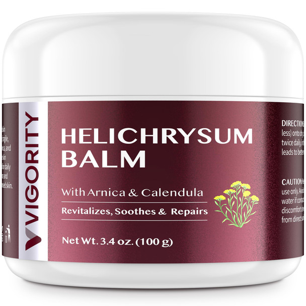 Vigority Helichrysum Balm Soothes & Repairs: Restorative Cream With Arnica & Calendula For Thin Fragile Bruised & Aging Skin Ãƒ¢Ã¢Š¬Ã¢‚¬Å“ Moisturizes & Revitalizes Face & Body Ãƒ¢Ã¢Š¬Ã¢‚¬Å“ Whipped Texture Ãƒ¢Ã¢Š¬Ã¢‚¬Å“ 3.4 Oz