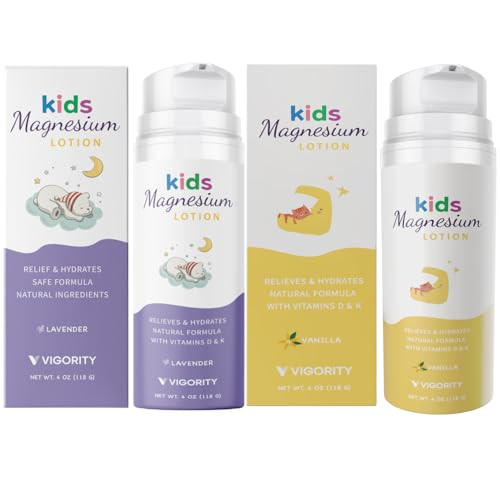 Vigority Magnesium Lotion For Kids Bedtime Calming Body Cream With Natural Ingredients Bundle - Lavender And Vanilla