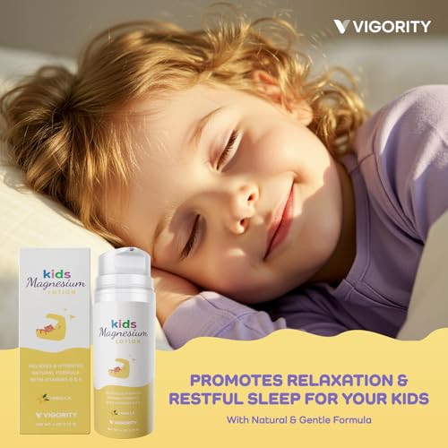 Vigority Magnesium Lotion For Kids Sleep - Bedtime Body Cream With Natural Ingredients Ãƒ¢Ã¢Š¬Ã¢‚¬Å“ Topical Magnesium Multi Vitamins Moisturizer For Relaxation Soothing Relief