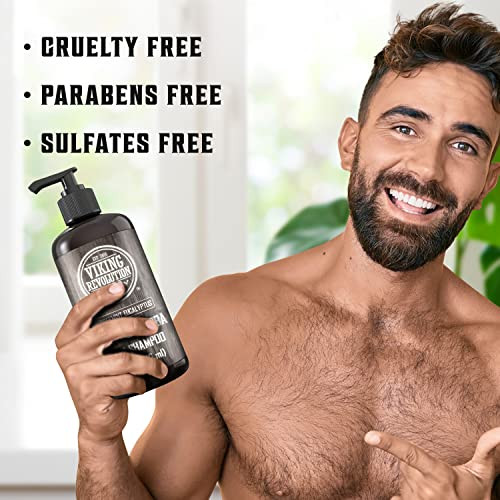 Viking Revolution Biotin Mens Shampoo - Eucalyptus And Peppermint With Jojoba Oil And Mint Oil - Hair Loss Treatment For Men With Thinning Hair (17 Oz)