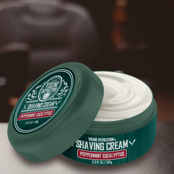 Viking Revolution Luxury Shaving Cream For Men- Sandalwood Scent - Soft Smooth & Silky Shaving Soap - Rich Lather For The Smoothest Shave - 5.3Oz