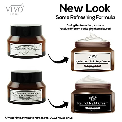 Vivo Per Lei Hyaluronic Acid Day Cream And Retinol Night Cream Combo - Skin Care Set For Women - 1.76 Oz / 50 G