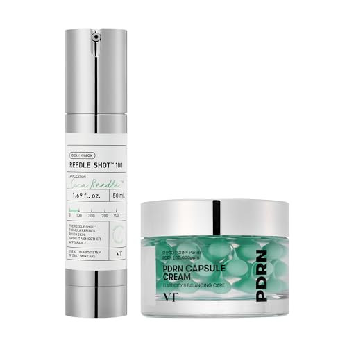 Vt Cosmetics Cica Reedle Shot 100 + Pdrn Capsule Cream 100 Bundle  Microneedling Serum & Hydrating Pdrn Moisturizer
