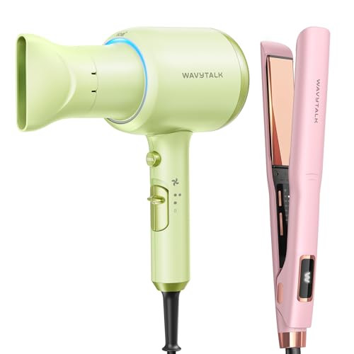 Wavytalk Blown Away Onic Hair Dryer Green And One-Pass Wonder Hair Straightener