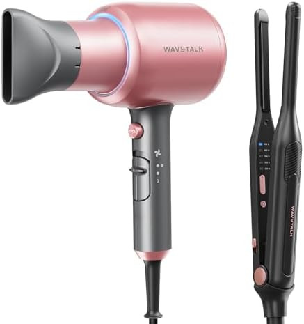 Wavytalk 3/10" Pencil Flat Iron Rose Gold And Blown Away Onic Hair Dryer Rose Gold