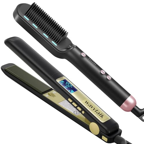 Wavytalk Ionic Hair Straightener Brush And Titanium Flat Iron