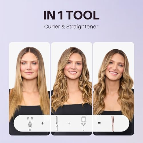 Wavytalk Airflow Styler Whirlwind Curl Hair Straightener And Curler 2 In 1 D Curling Iron & Flat Iron Achieve One Pass Curl Less Damage To Hair