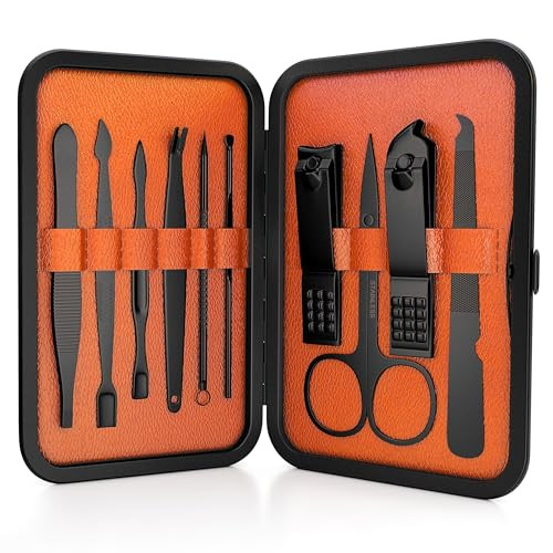 Wild Willies 10-Piece Pedicure & Manicure Kit For Men & Women - Includes Nail Clippers Scissors Tweezers Files - Compact Travel Nail Grooming Kit Mens Nail Care Set