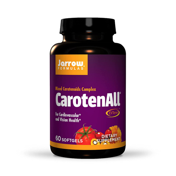 Jarrow Formulas CarotenAll Provides Seven Major Carotenoids, Equivalent to Five Servings of Fruits & Vegetables, Cardiovascular & Vision Health Support, White, 60 Count
