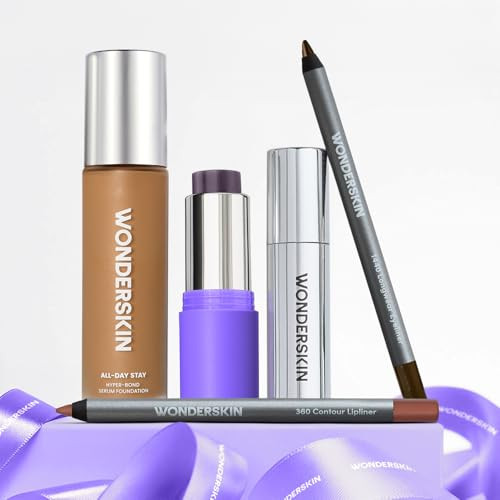 Wonderskin Woke Up Like This All-Day Stay Set Hyper-Bond Foundation In Bliss Lip Rehab Serum Oil In Clear 360 Contour Lipliner In Saddle 1440 Longwear Eyeliner In Kalamata And Phlush Stick