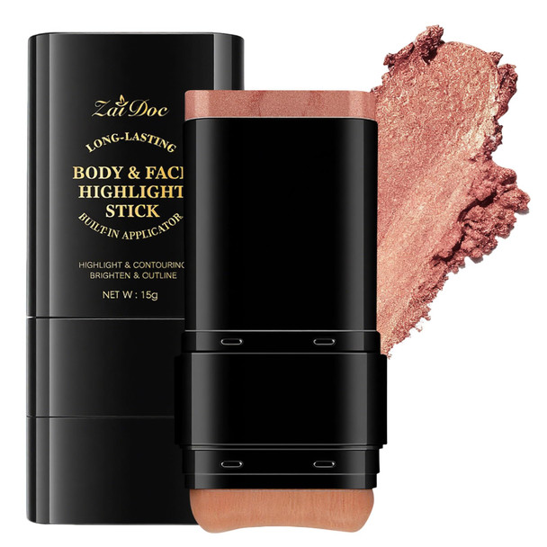 Zaidoc Facial Blush Stick With Brush Creamy Lip & Cheek Color With Caesalpinia Sappan Extract Pearl Light Pink 0.5 Oz