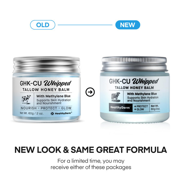 HealthyDerm Copper Peptides GHK Cu Beef Tallow for Skin Blue Balm with Methylene Blue Manuka Honey and Vitamin E Natural Face and Body Moisturizer for Mature Dry and Sensitive Skin 2oz