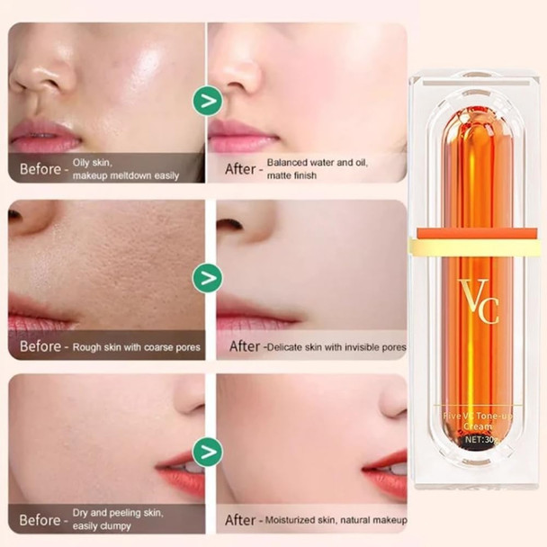 Peehss Multi VC Natural Makeup Cream Five Vitamin C Natural Makeup Cream Five Vitamin C Tone Up Cream QHOO Five VC Plain Face Cream Swarous Makeup Cream Vitamin C Face Serum Moisturizer Cream 2