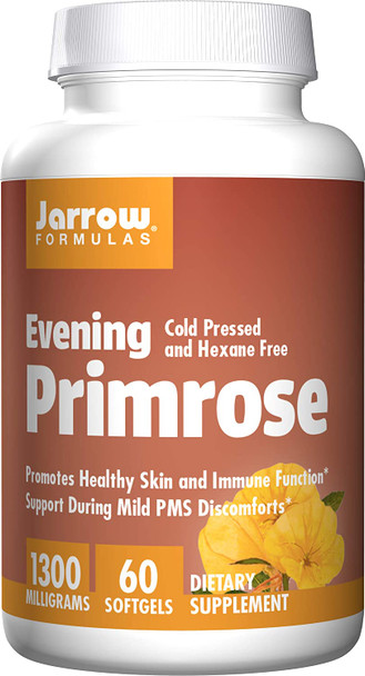 Jarrow Formulas Evening Primrose,Promotes Healthy Skin and Immune Function, 1300 mg, 60 Softgels