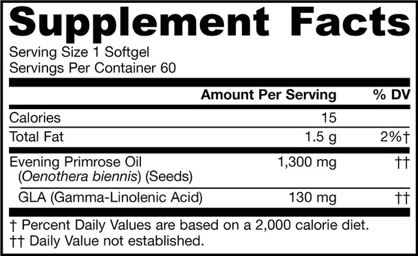 Jarrow Formulas Evening Primrose,Promotes Healthy Skin and Immune Function, 1300 mg, 60 Softgels