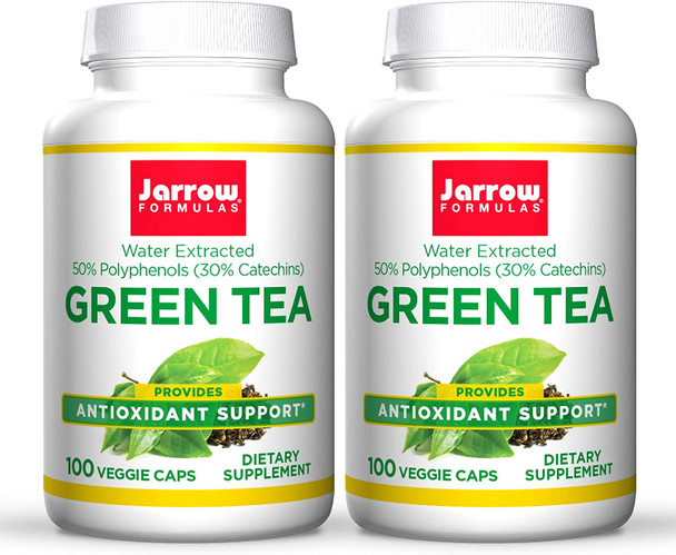 Jarrow Formulas Green Tea 500 mg - 100 Veggie Caps, Pack of 2 - Antioxidant Support -A50% Polyphenols - Cardiovascular & Immune Health - 200 Total Servings