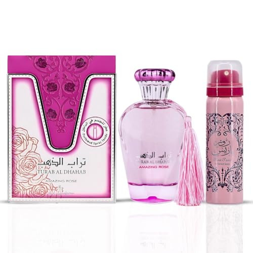 Ard Al Zaafaran Turab Al Dhabab & Turab Al Dhahab Amazing Rose Eau De Parfum Sprays 100Ml (3.4 Oz) Vibrant Tropical & Floral Duo With Citrusy Freshness & Sweet Musky Warmth (Bundle)