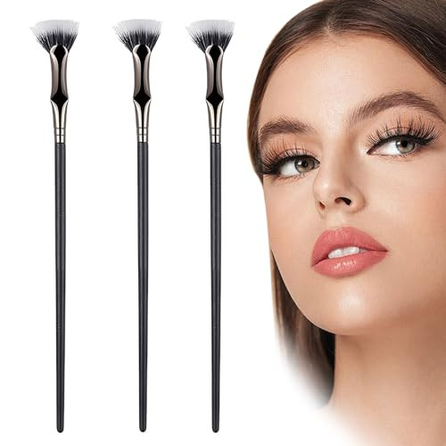 Bangfeng 3Pcs Folding Angle Scalloped Lash Brush Mascara Fan Brush For Upper And Lower Lashes Angled Eyelash Brush With Ergonomic Handle