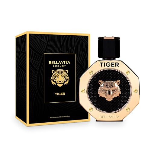 Bellavita Luxury Tiger Perfume For Men (3.38 Fl.Oz) Amber Oud Patchouli Bergamot Lavender & Agarwood Premium Lasting Men'S Fragrances Eau De Parfum For Men Woody & Smooth Mens Purfume