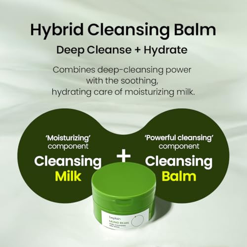 Beplain Mung Bean Pore Cleansing Milk Balm (3.38 Fl.Oz/100Ml) Fragrance- Korean Makeup Remover For Sensitive Skin Non-Greasy Sorbet Texture With Ceramides All-In-One Facial Cleanser