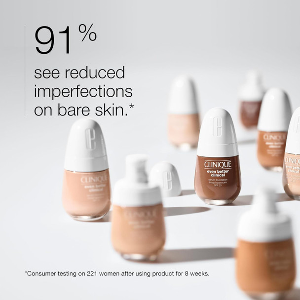 Clinique Even Better Clinical Serum Full Coverage Hydrating Foundation Broad Spectrum Spf 25 With Vitamin C Salicylic Acid + Hyaluronic Acid For Oily Skin Types Linen 1 Fl Oz