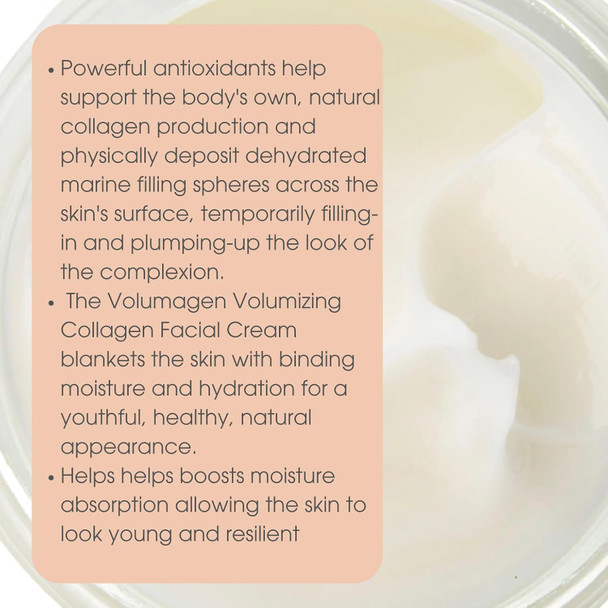 Consult Beaute Volumagen Volumizing Collagen Facial Cream With Hyaluronic Acid Anti-Aging Skin Plumping Moisturizer Hydrates & Boost Elasticity For Face Neck And Dãƒcolletãƒ 1.7 Oz