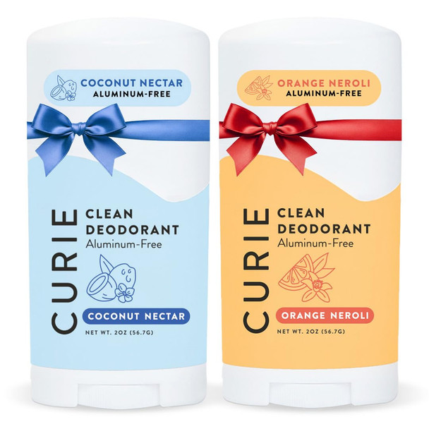 Curie Natural Deodorant For Women - Coconut Nectar + Warm Vanilla - Aluminum Clean Sustainable Vegan Paraben (2Pk)