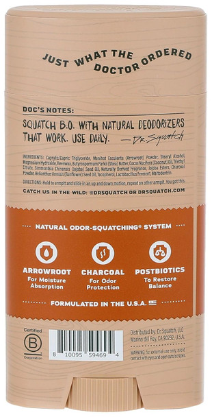 Dr. Squatch Natural Deodorant For Men Ã¢‚¬Œ Odor-Squatching Men'S Deodorant Aluminum - Wood Barrel Bourbon (2.65 Oz)