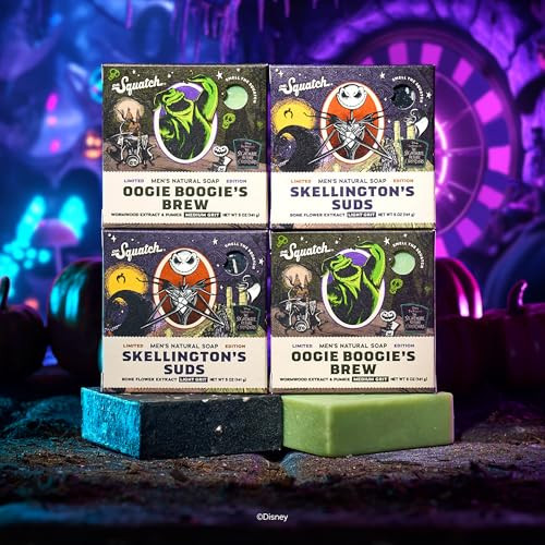 Dr. Squatch Nightmare Before Christmas Collection - Natural 4 Soap Set - Cold Process Soap With No Harsh Chemicals - Skellington Suds Oogie Boogie'S Brew (4 Pack)