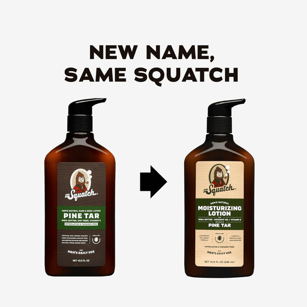 Dr. Squatch Natural Hand And Body Lotion For Men - Made With Shea Butter Coconut Oil Vitamin E For 24-Hr Moisturization - Pine Tar (10 Fl Oz 2-Pack)
