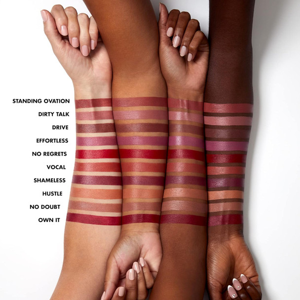 E.L.F. O Face Satin Lipstick Richly Pigmented Nourishing & Long-Lasting Creamy Lipstick Infused With Jojoba Vegan & Cruelty- No Regrets