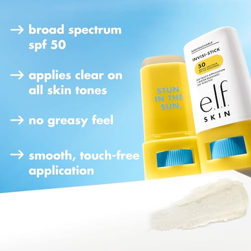 E.L.F. Skin Suntouchable Invisi-Stick Spf 50 Clear Sunscreen For A Natural Finish Made With Moisturizing Sunflower Seed Oil Vegan & Cruelty-