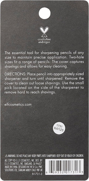 E.L.F. Dual-Pencil Sharpener Convenient Essential Tool Sharpens Easy To Clean Travel-Friendly Compact Includes Bonus Small Sharpener