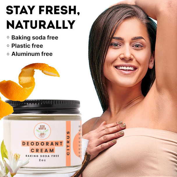 Eco Roots Natural Deodorant For Women & Men Organic Deodorant Cream Non Aluminum Baking Soda Healthy Deoderant For Body & Private Parts All Vegan Pit Paste Zero Sweat Coconut Scent