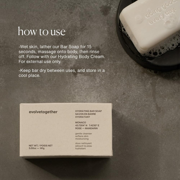 Evolvetogether Hydrating Bar Soap For Women & Men Gently Cleanse Restore & Moisturize Skin With A Creamy Lather For All Skin Types Vegan Cruelty- Paraben- Made In Usa (Monaco 5 Oz)