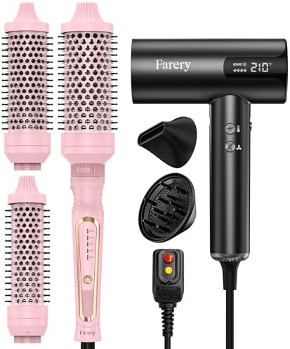 Farery Pro 3-In-1 Thermal Brush Set & Farery H8 Professional Ionic High Speed Hair Dryer