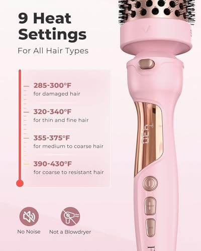 Farery Thermal Brush Set 3 In 1 Ceramic Curling Wand & Hot Brush With 9 Temperatures. 3 Interchangeable Travel Curling Irons For Short Medium & Long Hair (1.25'' 1.5'' & 1.75'' Barrels)